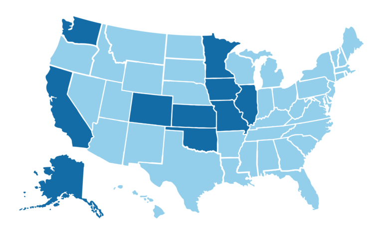 blue map of the united states