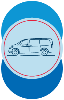 graphic of blue van