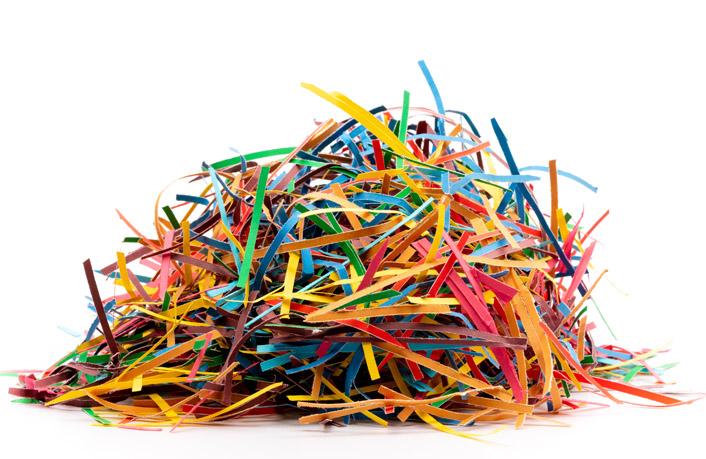 colorful rainbow shredded paper in a pile